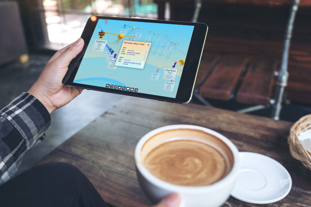convenient interactive clanview 3D family tree for touch devices like smartphones and tablets